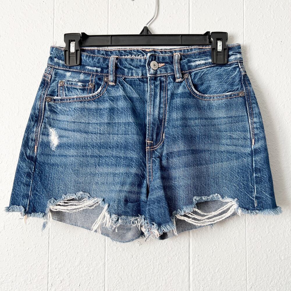 American Eagle Tomgirl Denim Distressed Cut Off Shorts Women 00 Festival Western